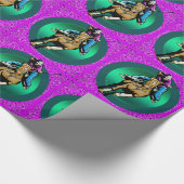 Westerne Rodeo Cowgirl op Running Horse Barrel Rac Cadeaupapier (Hoek)