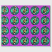 Westerne Rodeo Cowgirl op Running Horse Barrel Rac Cadeaupapier (Vlak)