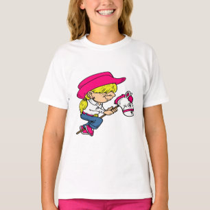 Westerne Rodeo Cowgirl op Stick Horse T-shirt