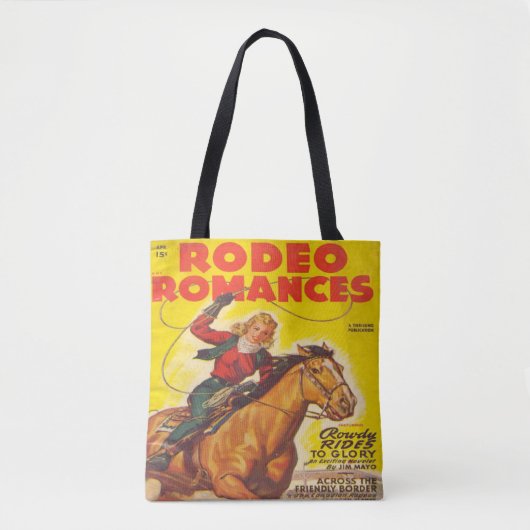 Westerne Rodeo Cowgirl Roping Rodeo Romance Tote Bag (Voorkant)