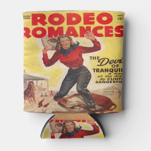 Westerne Rodeo Cowgirl Tying Calf Rodeo Romance Ca Blikjeskoeler (Voorkant)