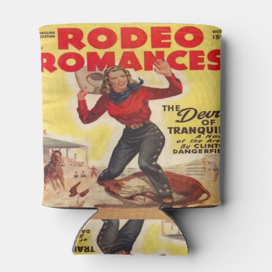 Westerne Rodeo Cowgirl Tying Calf Rodeo Romance Ca Blikjeskoeler (Achterkant)