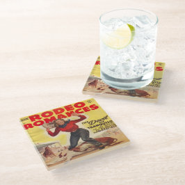 Westerne Rodeo Cowgirl Tying Calf Rodeo Romance Glazen Onderzetter