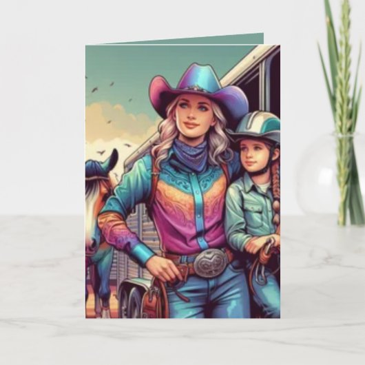 Westerne Rodeo Cowgirls Gepersonaliseerde Verjaard Kaart (Voorkant)