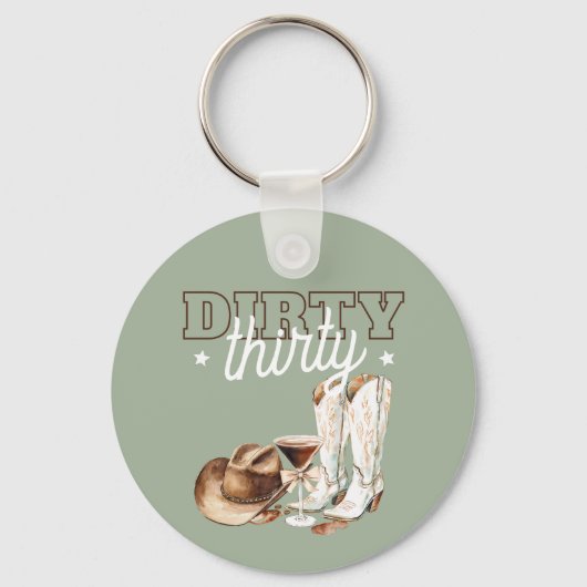 Westerne Rodeo Dirty Thirty 30ste verjaardagsfeest Sleutelhanger (Voorkant)