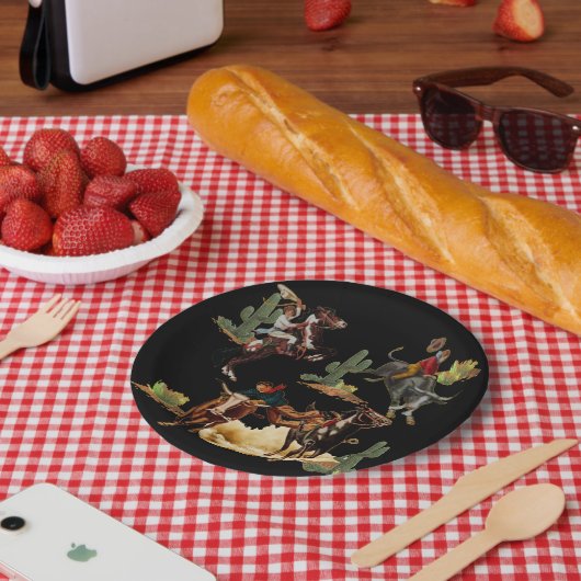 Westerne Rodeo Events Cowboy Cowgirl Papieren Bordje (Picknick)
