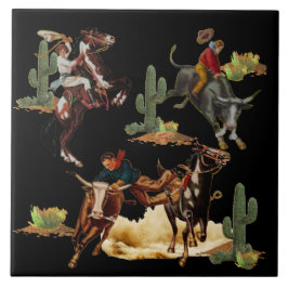 Westerne Rodeo Events Cowboy Cowgirl Tegeltje