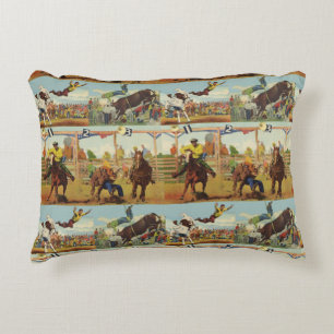  Westerne Rodeo Events Cowboys Horses Bulls  Accent Kussen