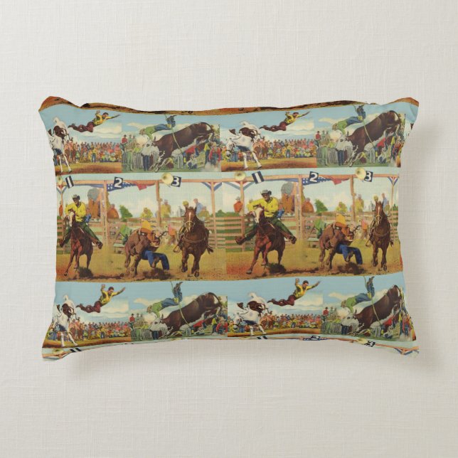  Westerne Rodeo Events Cowboys Horses Bulls  Accent Kussen (Voorkant)