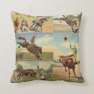 Westerne Rodeo Events Cowboys Horses Bulls Kussen