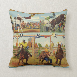  Westerne Rodeo Events Cowboys Horses Bulls Kussen