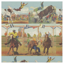  Westerne Rodeo Events Cowboys Horses Bulls Stof