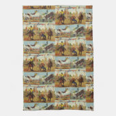  Westerne Rodeo Events Cowboys Horses Bulls Theedoek (Verticaal)