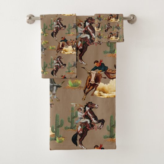 Westerne Rodeo Events Cowgirl Cowboy Bad Handdoek (Insitu)