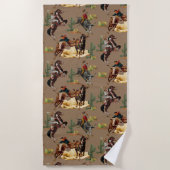  Westerne Rodeo Events Cowgirl Cowboy Strandlaken (Voorkant)