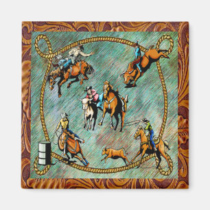 Westerne Rodeo Events Scene Magneet