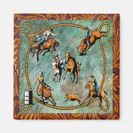 Westerne Rodeo Events Scene Magneet (Voorkant)