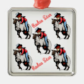 Westerne Rodeo-kerstornament Mutton Buster Metalen Ornament (Voorkant)