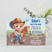 Westerne Rodeo kleine cowboy met paard verjaardag Kaart (Staand voorkant)