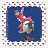 Westerne Rodeo Mutton Busting Cowboy Kind Square S Vierkante Sticker (Voorkant)