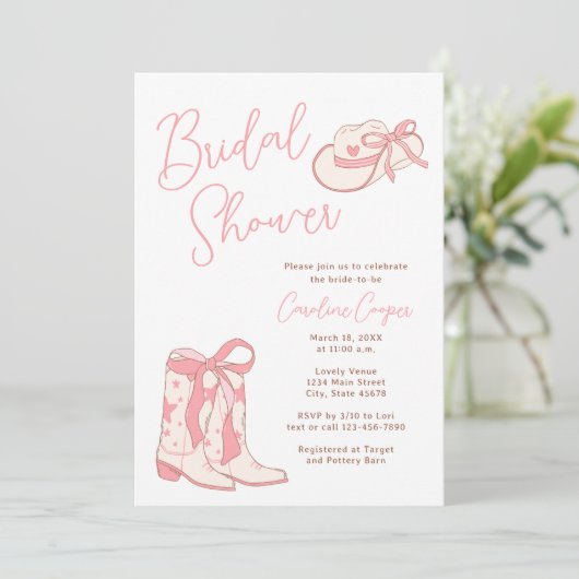 Westerne Rodeo Rodeo Laarzen met Bogen Vrijgezelle Kaart (Staand voorkant)