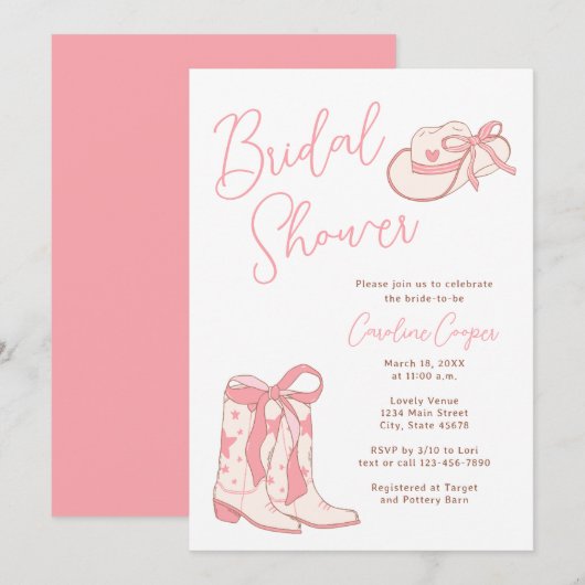 Westerne Rodeo Rodeo Laarzen met Bogen Vrijgezelle Kaart (Voorkant / Achterkant)