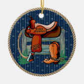 Westerne Rodeo Saddle Champion Grandson Keramisch Ornament (Voorkant)