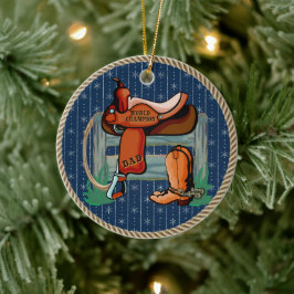 Westerne Rodeo Saddle Champion Keramisch Ornament