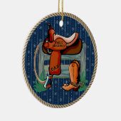 Westerne Rodeo Saddle Champion Keramisch Ornament (Rechts)