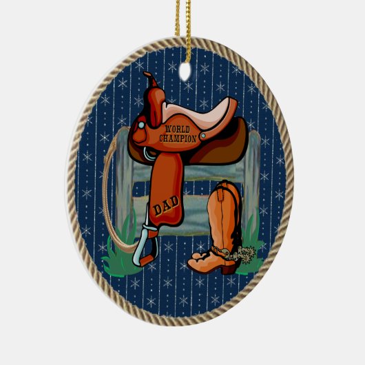 Westerne Rodeo Saddle Champion Keramisch Ornament (Rechts)