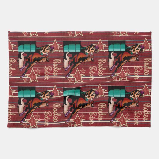 Westerne Rodeo Star Cowgirl Barrel Racer Handdoek (Horizontaal)