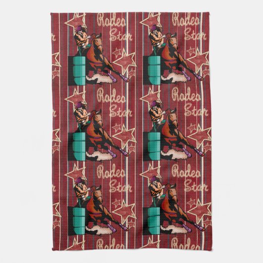 Westerne Rodeo Star Cowgirl Barrel Racer Handdoek (Verticaal)
