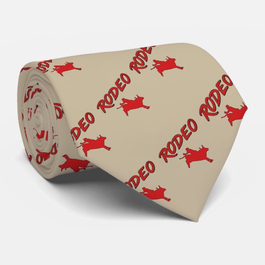 Westerne Rodeo-tekst en Bucking Bull in Red Stropdas (Opgerold)