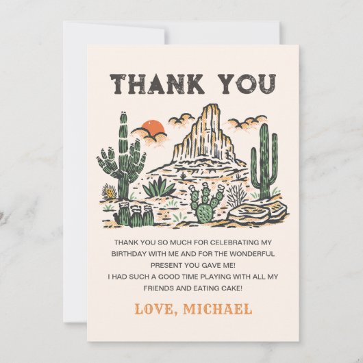 Westerne  Rodeo Verjaardag Bedankkaart (Voorkant)