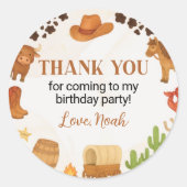 Westerne Rodeo Wild West Cowboy Verjaardag Ronde Sticker (Voorkant)