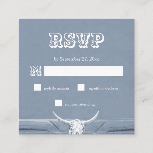 Westerne roestblauwe stip RSVP Informatiekaartje (Voorkant)