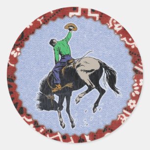 Westerne Ronde Omhoog Wild West Cowboy Sticker