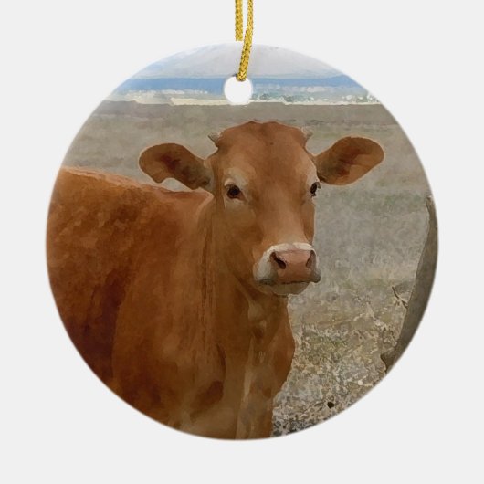 Westerne Roodkoeien tweezijdig Keramisch Ornament (Voorkant)