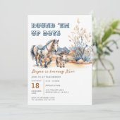 Westerne Round 'Em Up Boys Cowboy Verjaardagsfeest Kaart (Staand voorkant)