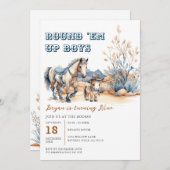 Westerne Round 'Em Up Boys Cowboy Verjaardagsfeest Kaart (Voorkant / Achterkant)