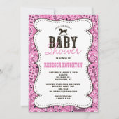 Westerne Roze Bandanna Baby shower Uitnodiging (Voorkant)