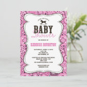 Westerne Roze Bandanna Baby shower Uitnodiging (Staand voorkant)