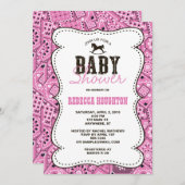 Westerne Roze Bandanna Baby shower Uitnodiging (Voorkant / Achterkant)