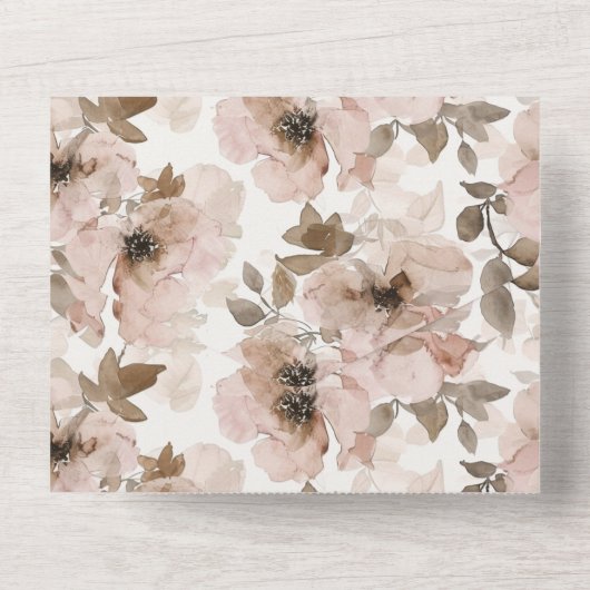 Westerne Roze Bloemen Huwelijk All In One Uitnodiging (Achterkant)