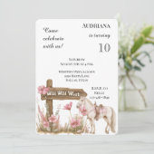 Westerne Roze Bloemen Wild West Horse Verjaardag Kaart (Staand voorkant)