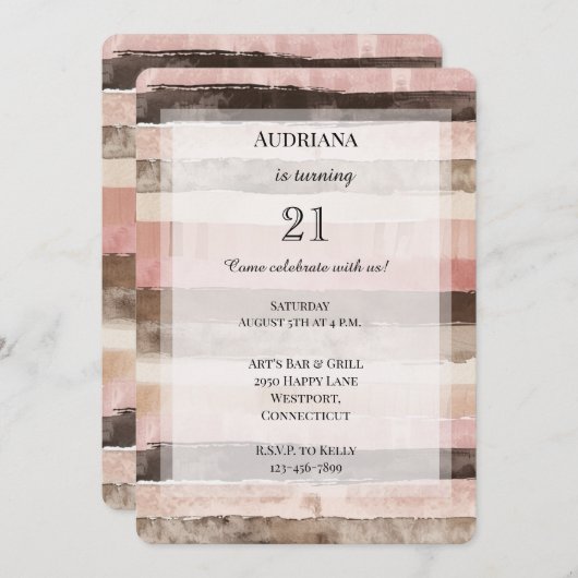 Westerne roze bruine strepen verjaardag kaart