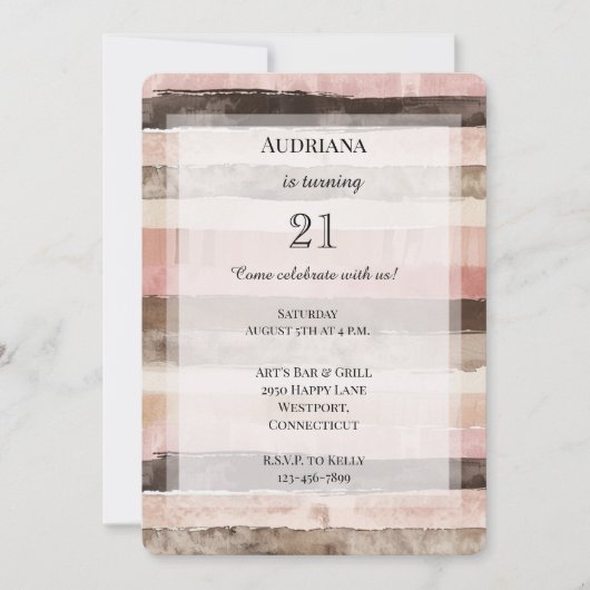 Westerne roze bruine strepen verjaardag kaart (Voorkant)