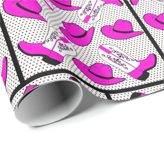 Westerne roze cowboy Boots an Petten Gift Wrapping Cadeaupapier (Rol Hoek)