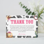 Westerne Roze Cowgirl Baby shower Bedankkaart (Staand voorkant)