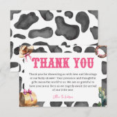 Westerne Roze Cowgirl Baby shower Bedankkaart (Voorkant / Achterkant)